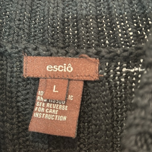 Vintage ESCIO women’s size large two piece acrylic sweater set black crochet - Picture 9 of 10